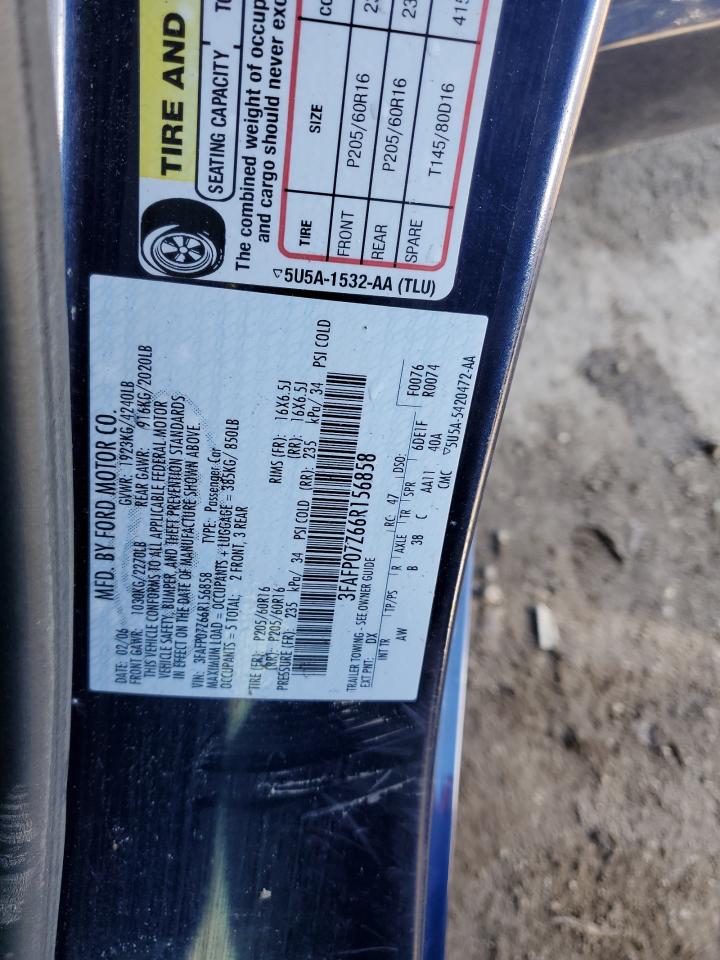 3FAFP07Z66R156858 2006 Ford Fusion Se