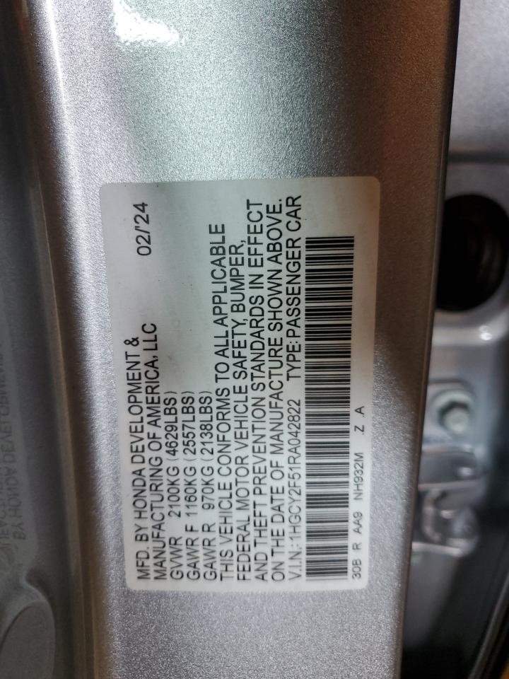 1HGCY2F51RA042822 2024 Honda Accord Hybrid Sport