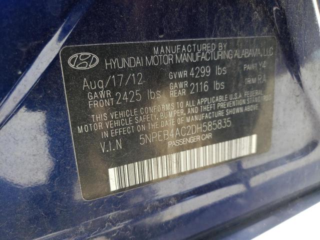 2013 Hyundai Sonata Gls VIN: 5NPEB4AC2DH585835 Lot: 52528824