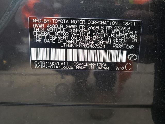 2011 Lexus Es 350 VIN: JTHBK1EG7B2467534 Lot: 51458244