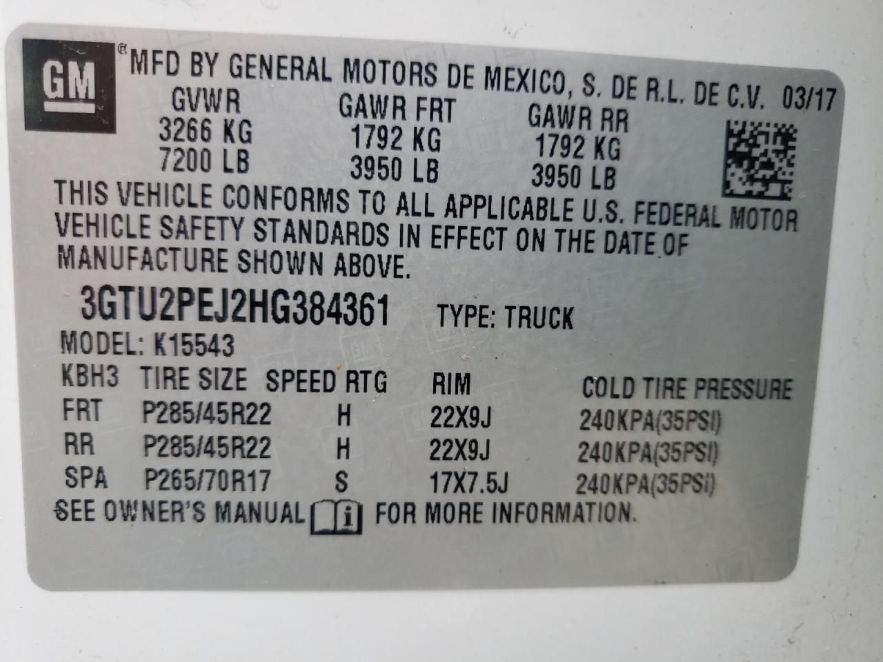 3GTU2PEJ2HG384361 2017 GMC Sierra K1500 Denali