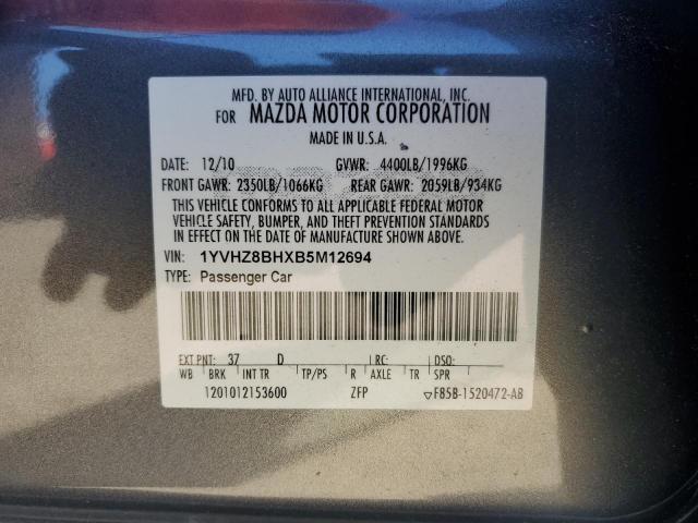 2011 Mazda 6 I VIN: 1YVHZ8BHXB5M12694 Lot: 49770454