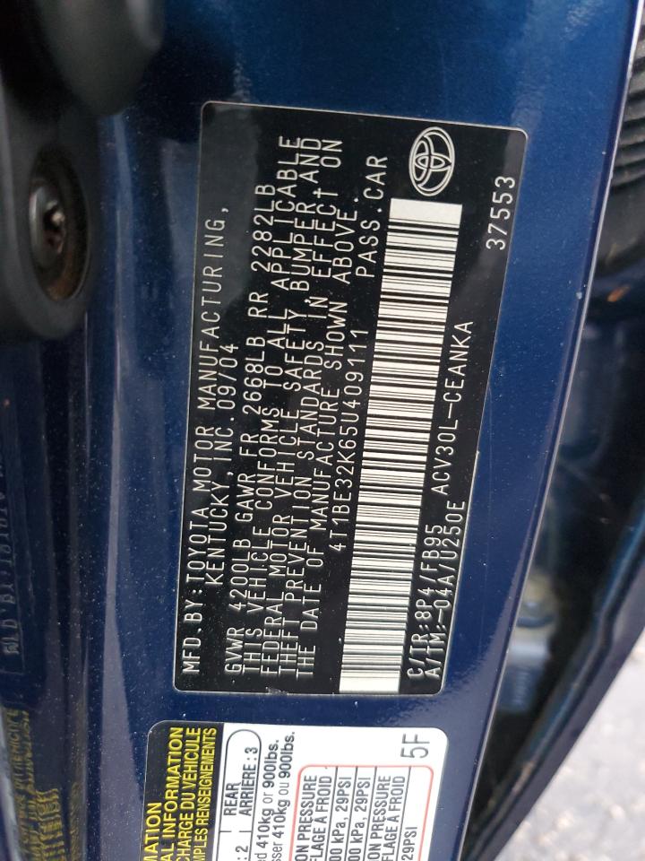 4T1BE32K65U409111 2005 Toyota Camry Le