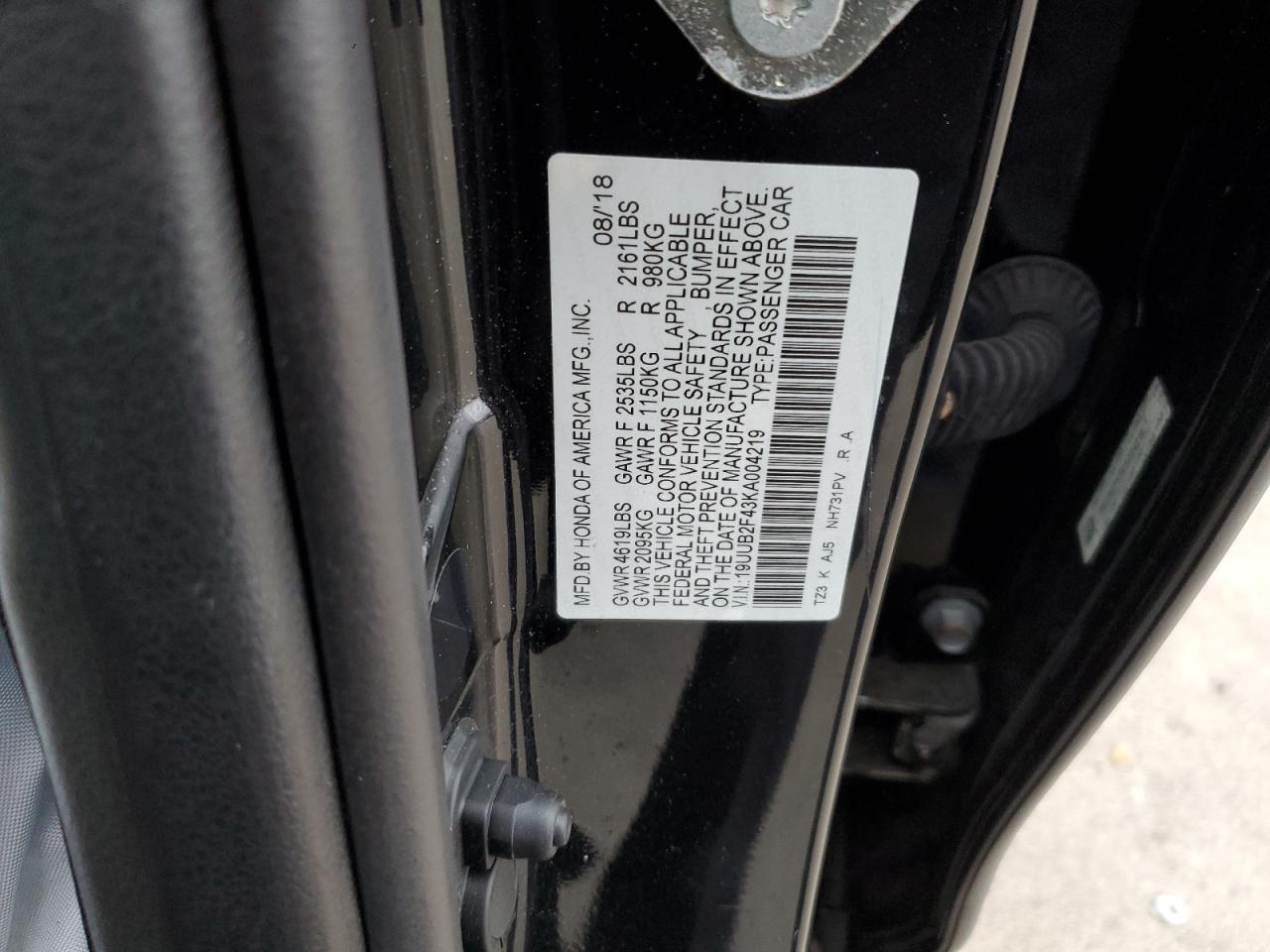 19UUB2F43KA004219 2019 Acura Tlx Technology