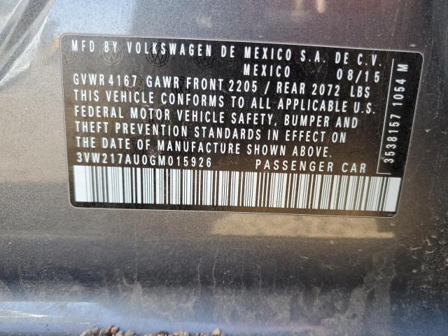 2016 VOLKSWAGEN GOLF S/SE - 3VW217AU0GM015926