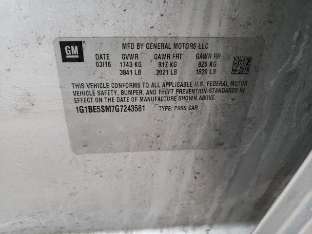 2016 Chevrolet Cruze Lt VIN: 1G1BE5SM7G7243581 Lot: 49180694