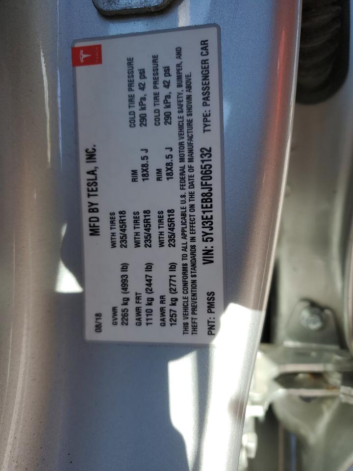 5YJ3E1EB8JF065132 2018 Tesla Model 3