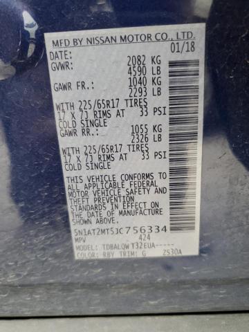 2018 Nissan Rogue S VIN: 5N1AT2MT5JC756334 Lot: 50838874