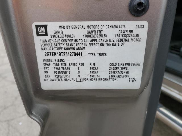 2003 GMC New Sierra K1500 VIN: 2GTEK19T231270441 Lot: 50338064