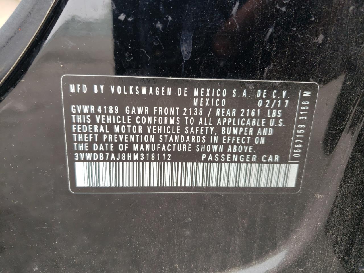 3VWDB7AJ8HM318112 2017 Volkswagen Jetta Se