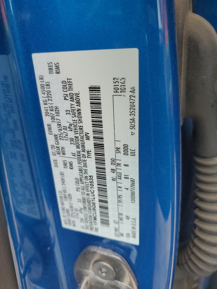 VIN: 1FMCU9G61LUC10535 2020 FORD ESCAPE