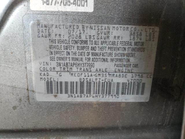 2017 Nissan Sentra S VIN: 3N1AB7AP6HY377990 Lot: 49956944