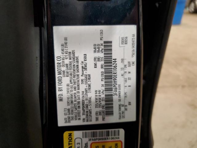 2014 Ford Fusion Se VIN: 3FA6P0H90ER106244 Lot: 50889224