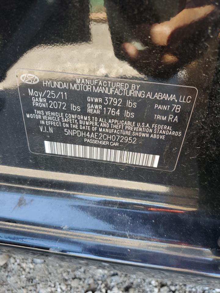 5NPDH4AE2CH072952 2012 Hyundai Elantra Gls