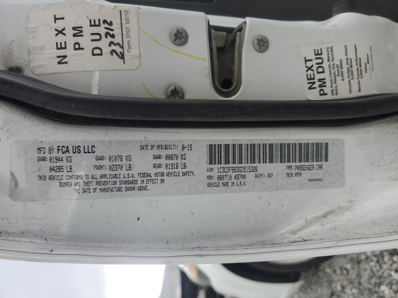 1C3CDFBB3GD515326 2016 Dodge Dart Sxt