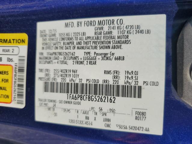 2016 Ford Mustang Gt VIN: 1FA6P8CF8G5262162 Lot: 51593214