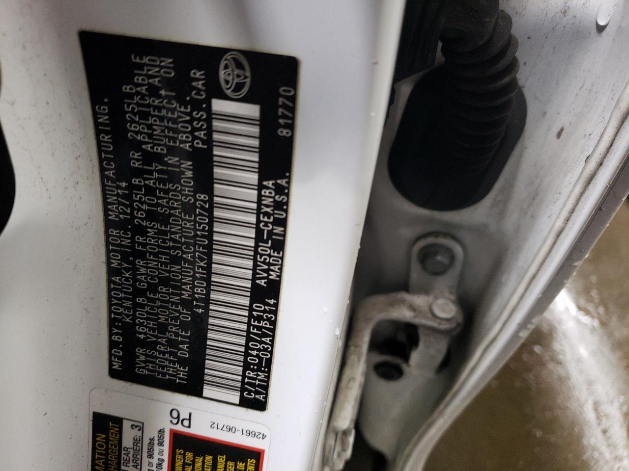 4T1BD1FK7FU150728 2015 Toyota Camry Hybrid