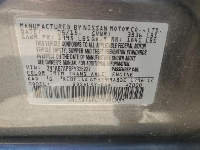 2015 Nissan Sentra S VIN: 3N1AB7AP6FY326227 Lot: 52383344