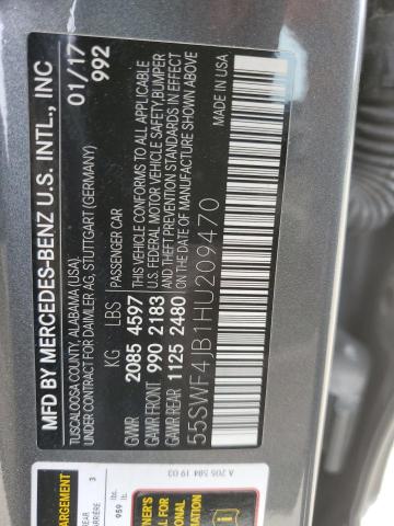 2017 Mercedes-Benz C 300 VIN: 55SWF4JB1HU209470 Lot: 51454524