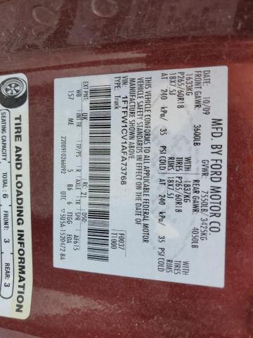 2010 Ford F150 Supercrew VIN: 1FTFW1CV1AFA73768 Lot: 49749544