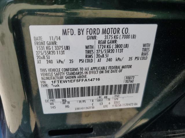 2015 Ford F150 Supercrew VIN: 1FTEW1EF5FFA14716 Lot: 52186184