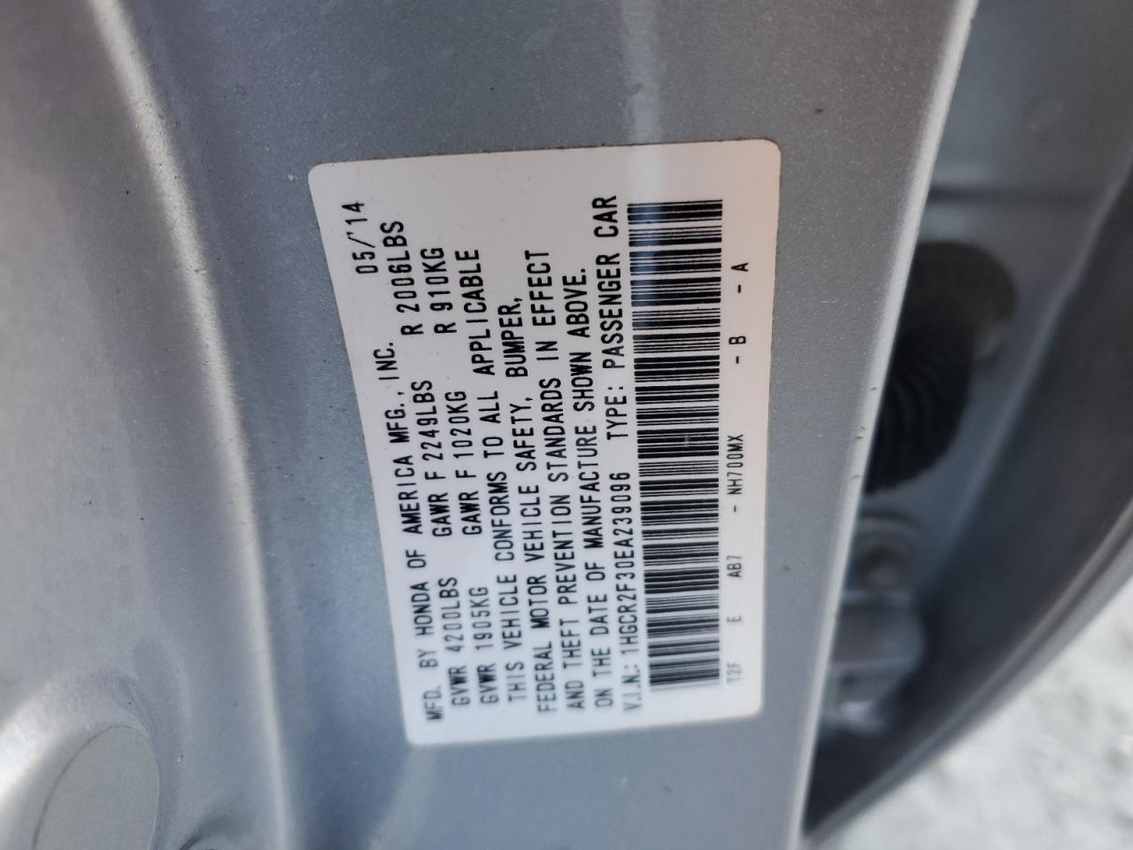 1HGCR2F30EA239096 2014 Honda Accord Lx