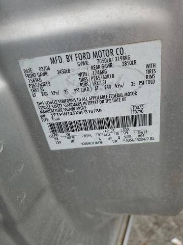 2006 Ford F150 Supercrew VIN: 1FTPW125X6FB16789 Lot: 52221964