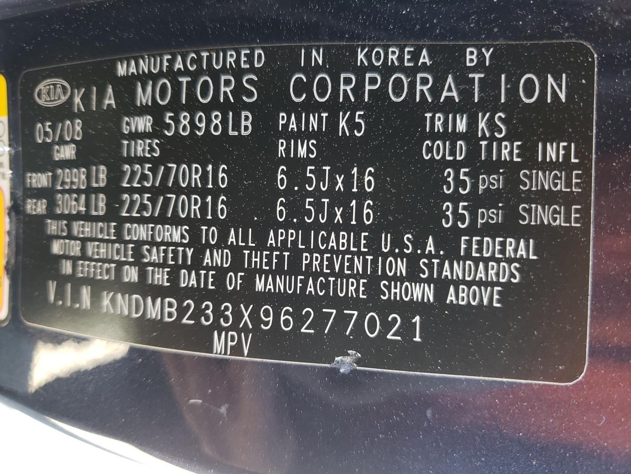 KNDMB233X96277021 2009 Kia Sedona Ex