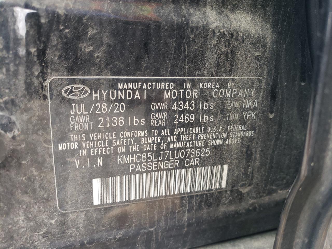 KMHC85LJ7LU073625 2020 Hyundai Ioniq Limited