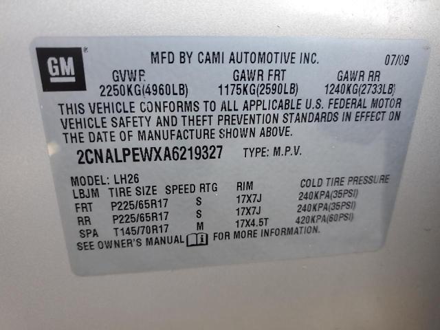 2010 Chevrolet Equinox Lt VIN: 2CNALPEWXA6219327 Lot: 51987544