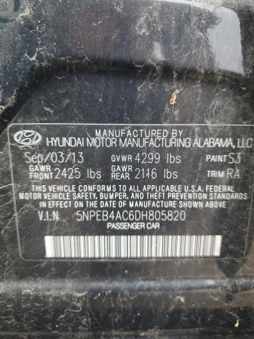 2013 Hyundai Sonata Gls VIN: 5NPEB4AC6DH805820 Lot: 50262644