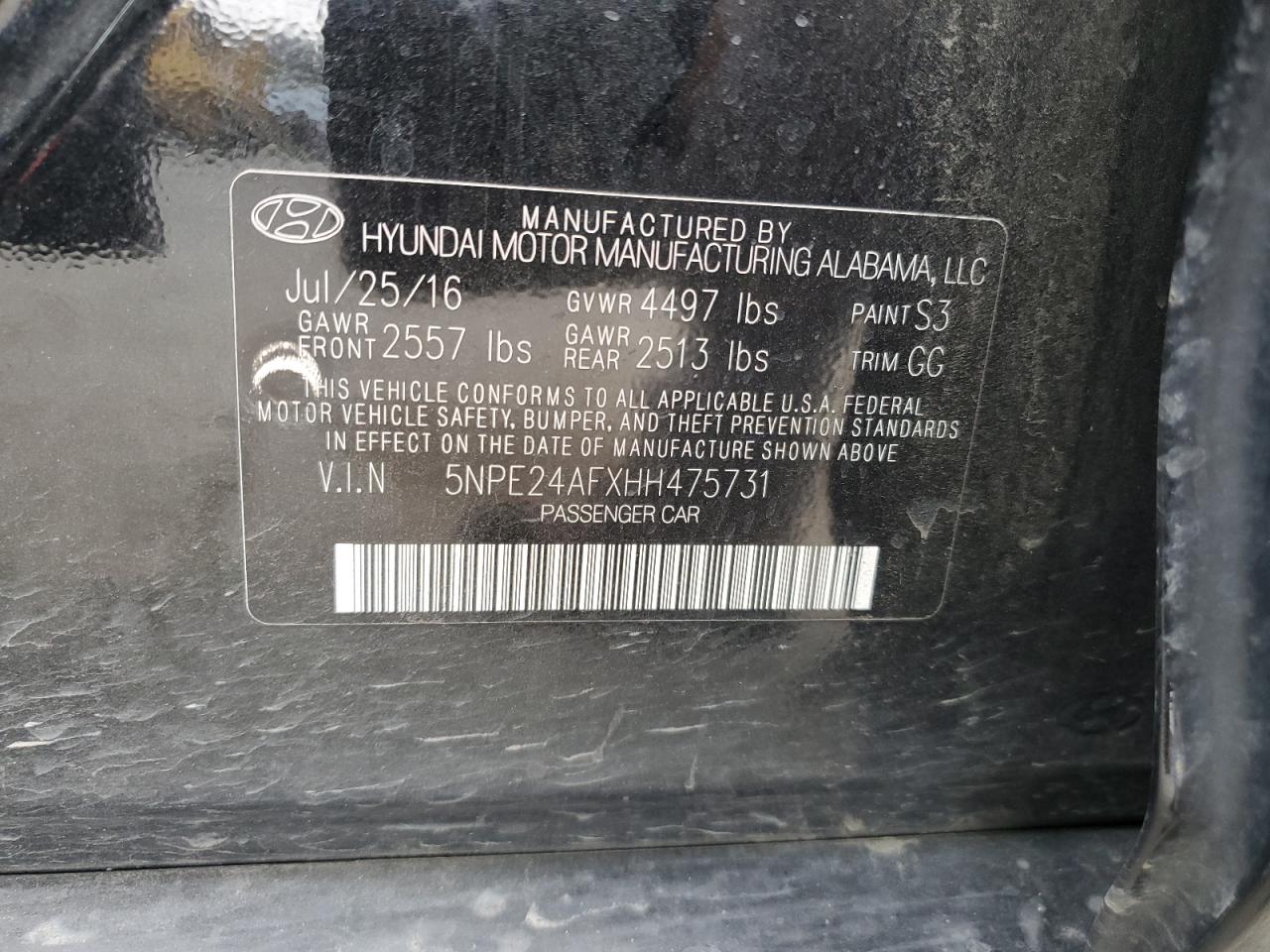 5NPE24AFXHH475731 2017 Hyundai Sonata Se