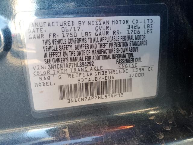 2017 Nissan Versa S VIN: 3N1CN7AP7HL894292 Lot: 50093124