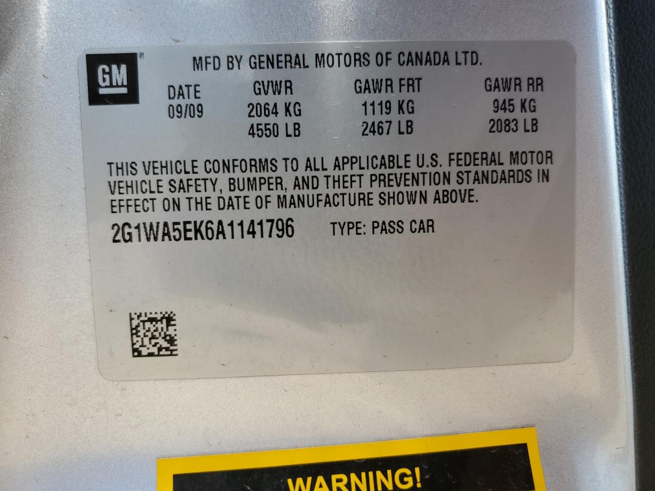 2G1WA5EK6A1141796 2010 Chevrolet Impala Ls