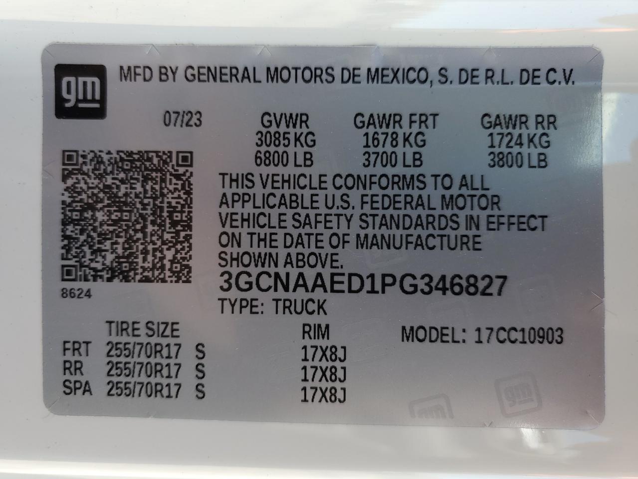 3GCNAAED1PG346827 2023 Chevrolet Silverado C1500