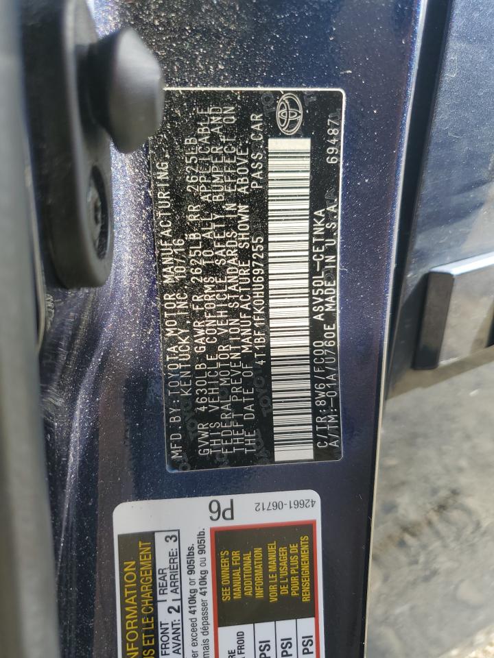 4T1BF1FK0HU697255 2017 Toyota Camry Le