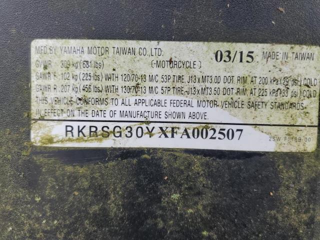 2015 YAMAHA XC155 RKRSG30YXFA002507