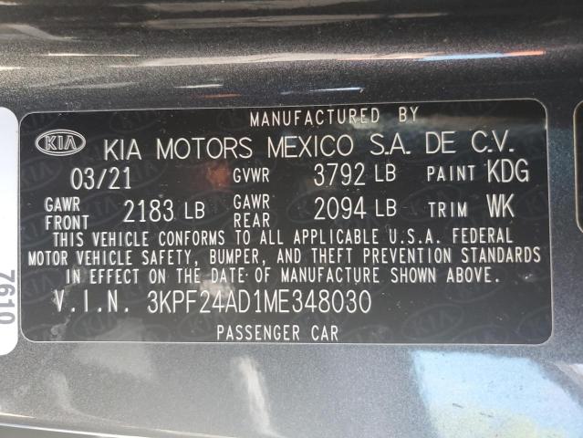 2021 Kia Forte Fe VIN: 3KPF24AD1ME348030 Lot: 51967794