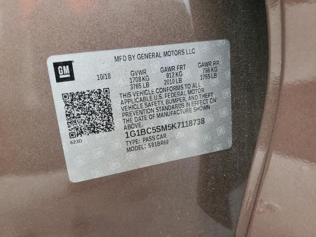 2019 Chevrolet Cruze Ls VIN: 1G1BC5SM5K7118738 Lot: 51637794