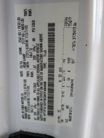 2016 Ford F150 Super Cab VIN: 1FTFX1EF8GKF49498 Lot: 49452524