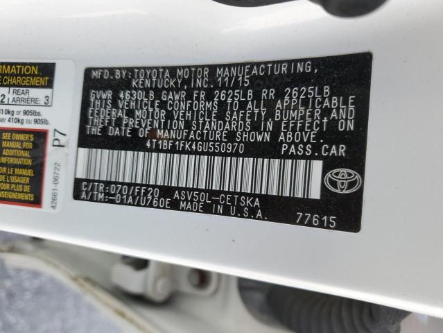 2016 TOYOTA CAMRY LE - 4T1BF1FK4GU550970