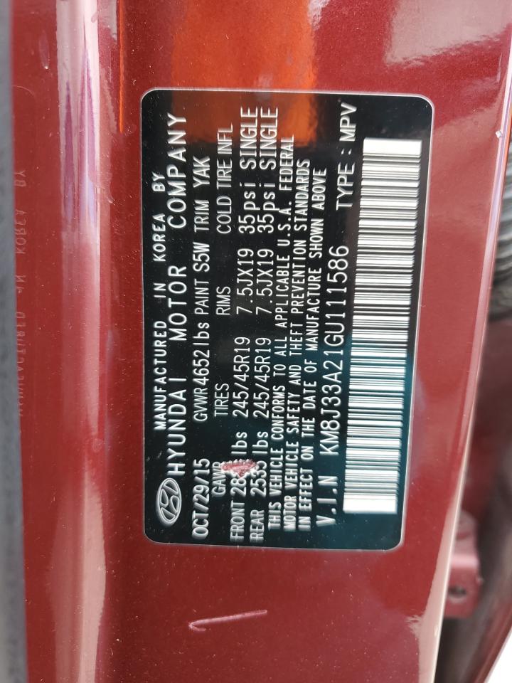 KM8J33A21GU111586 2016 Hyundai Tucson Limited