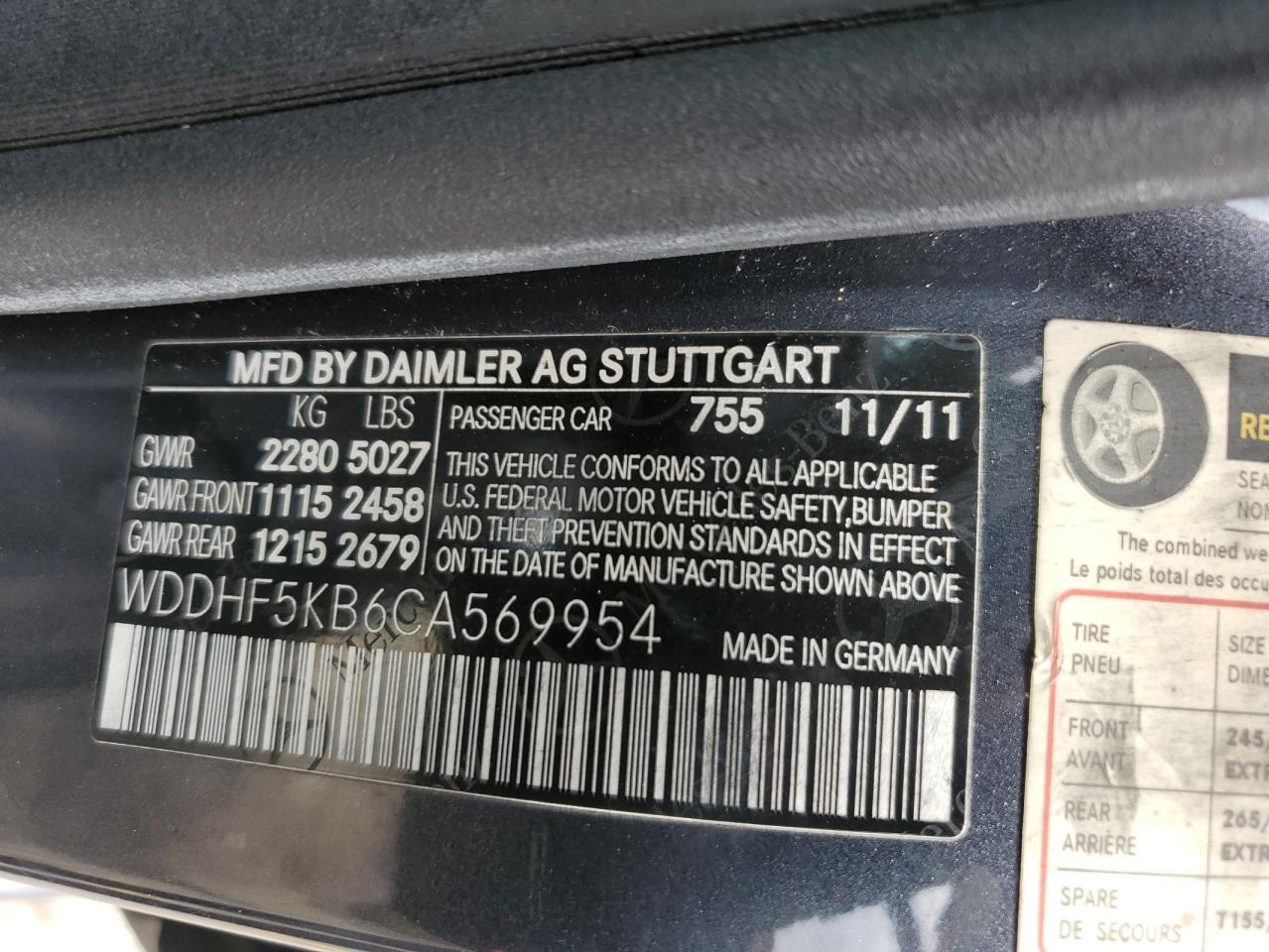 WDDHF5KB6CA569954 2012 Mercedes-Benz E 350