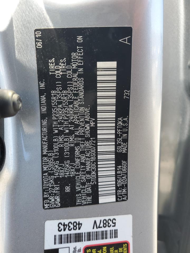 5TDDK3DC1BS007721 2011 Toyota Sienna Xle
