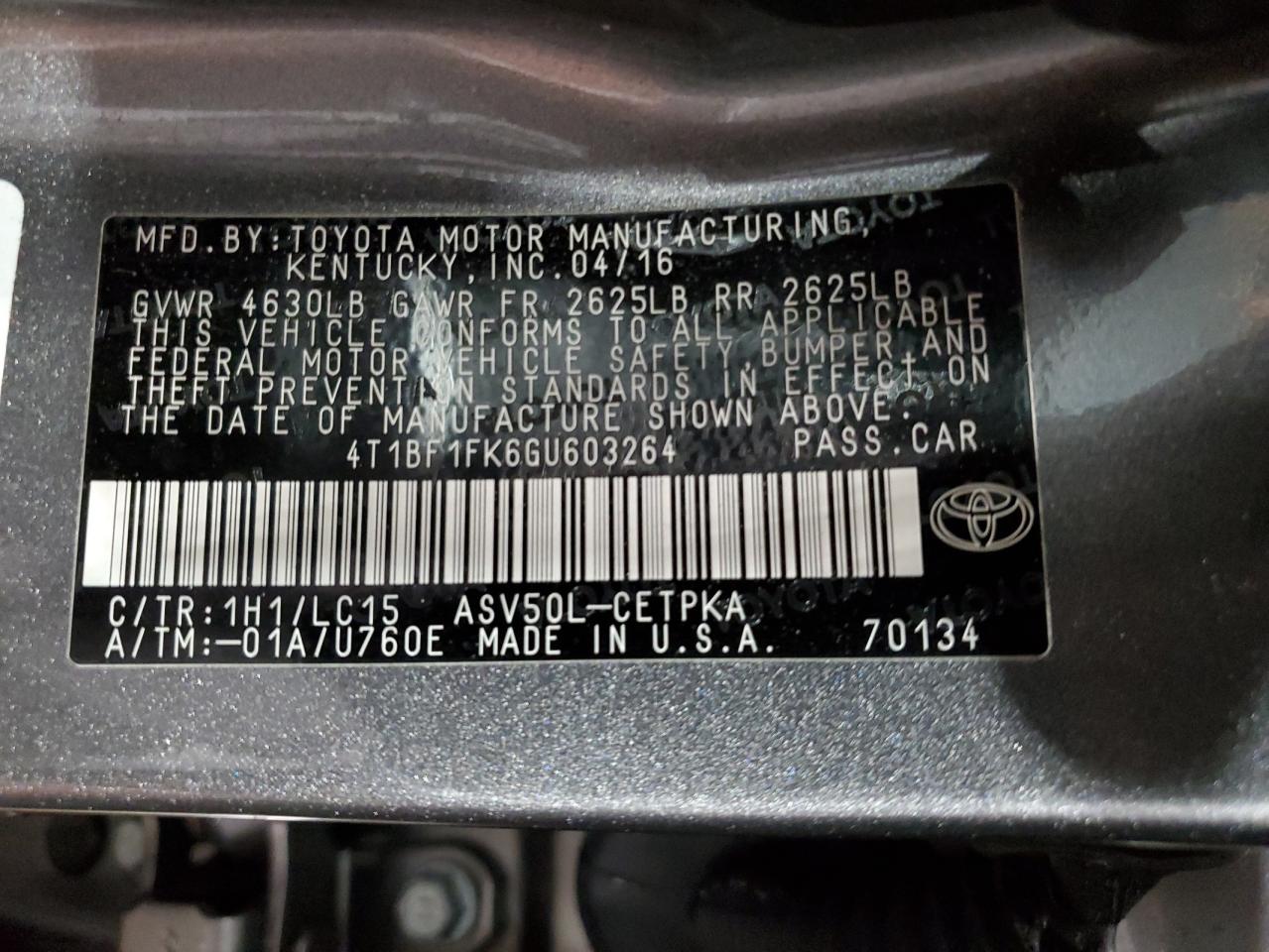 4T1BF1FK6GU603264 2016 Toyota Camry Le