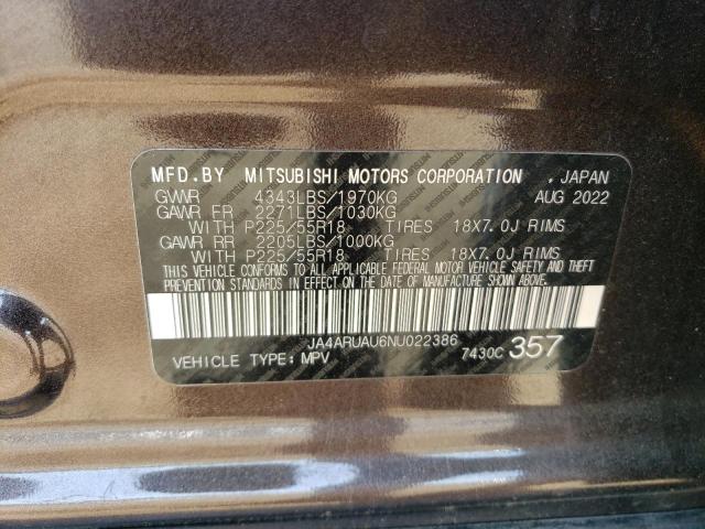 JA4ARUAU6NU022386 Mitsubishi Outlander  12