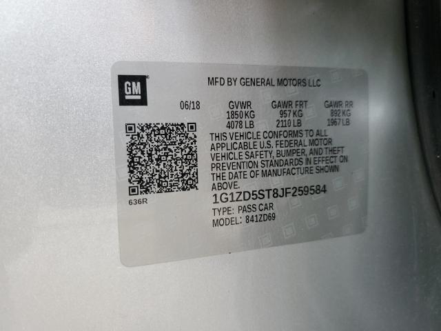 2018 Chevrolet Malibu Lt VIN: 1G1ZD5ST8JF259584 Lot: 51742364