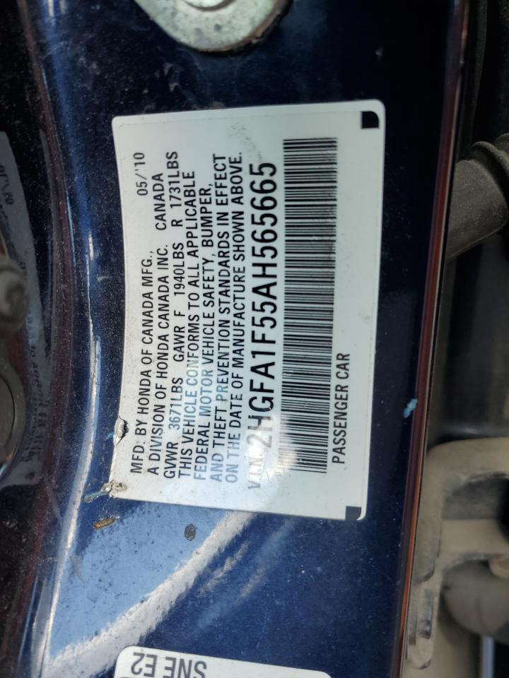 2HGFA1F55AH565665 2010 Honda Civic Lx
