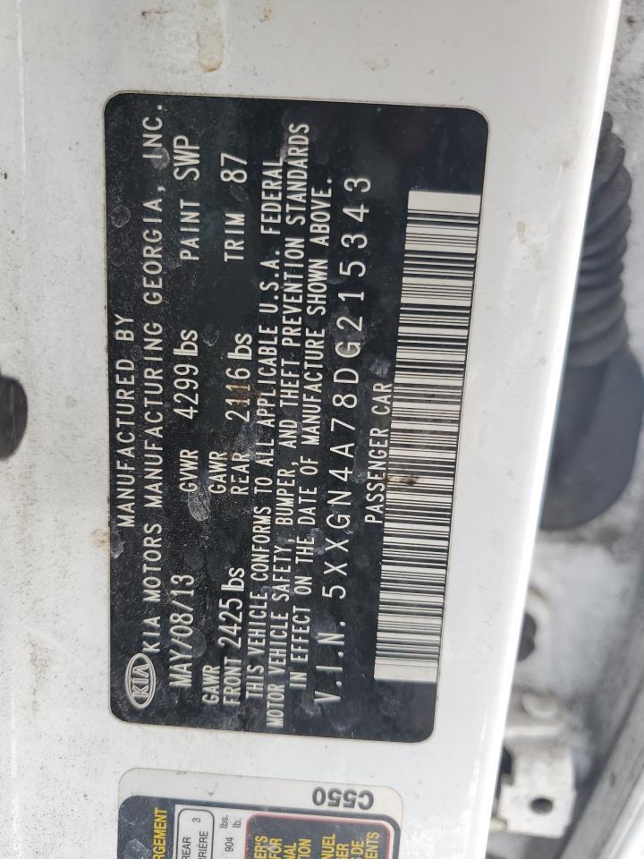 5XXGN4A78DG215343 2013 Kia Optima Ex