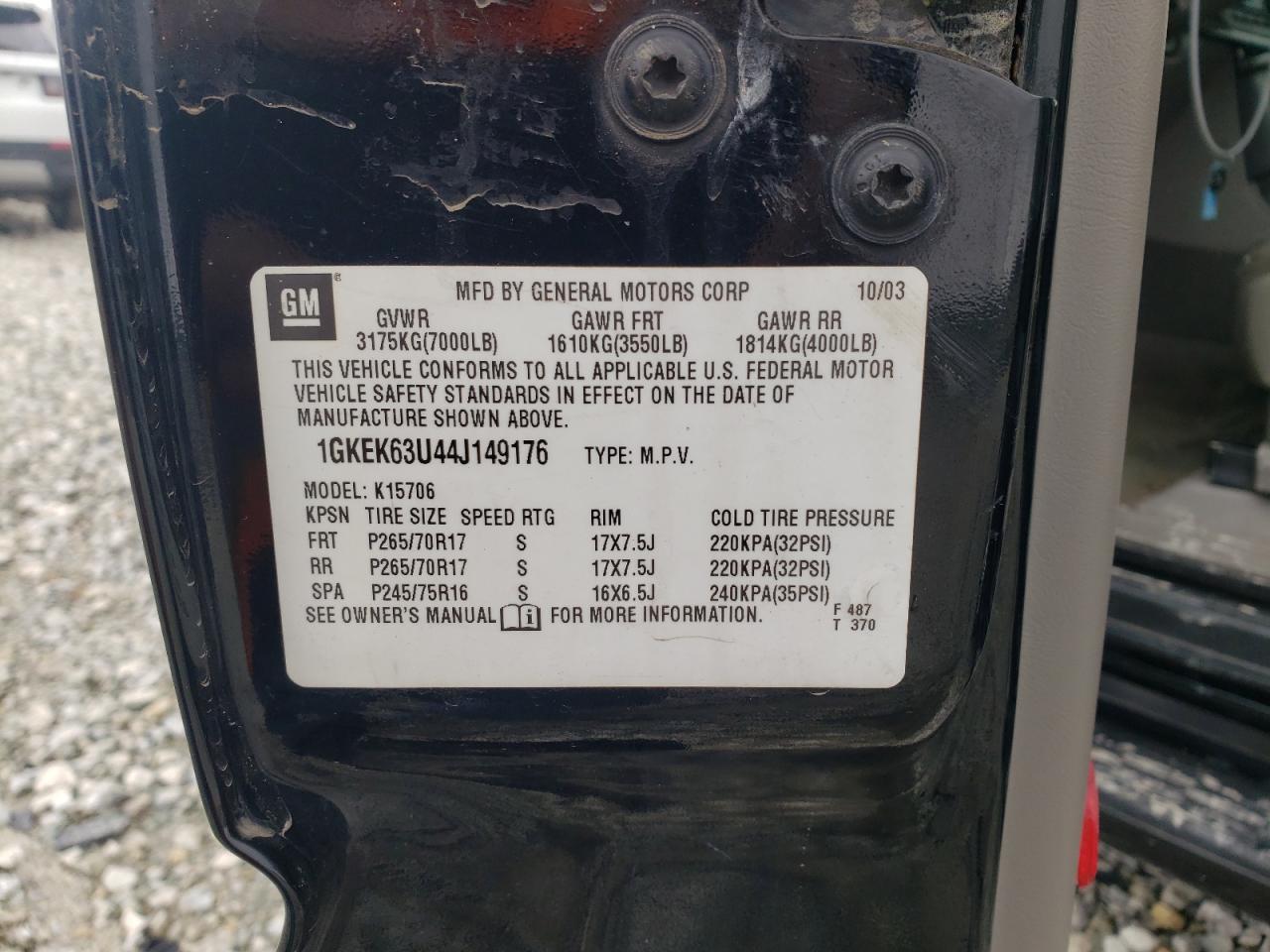 1GKEK63U44J149176 2004 GMC Yukon Denali